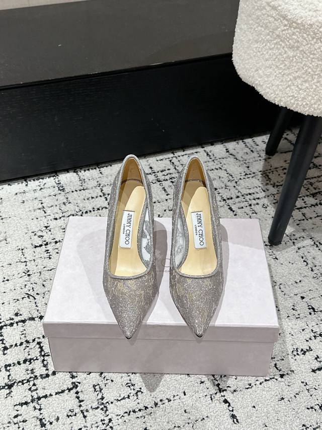 Jimmy Choo Highest quality, latest classic mesh lace heavy craftsmanship single