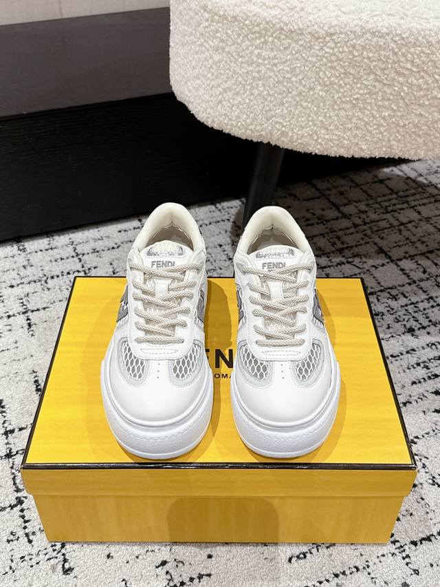 Top version Fendi 25 Match series thick-soled mesh casual sports shoes Original