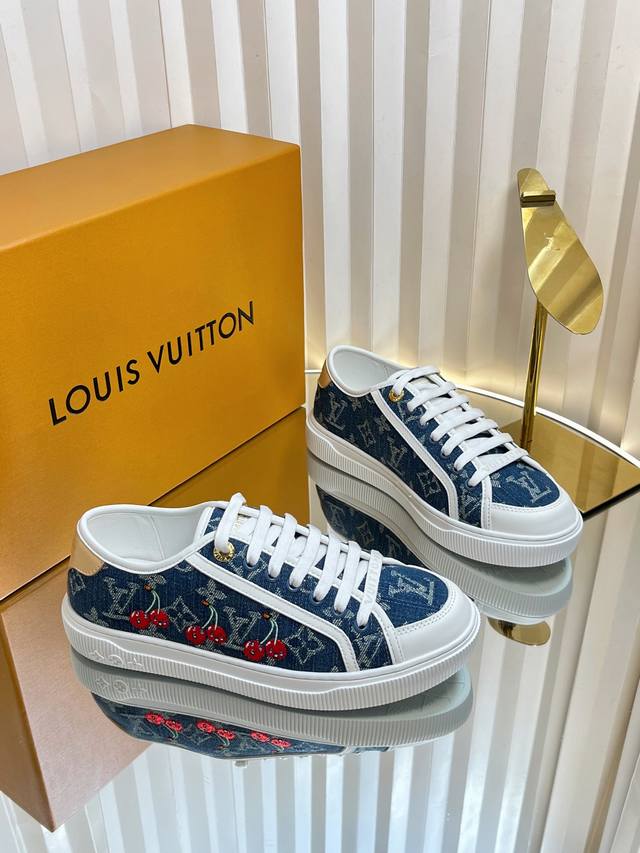 Lv Louis Vuitton L's latest cherry Lagoon series thick-soled denim denim embosse