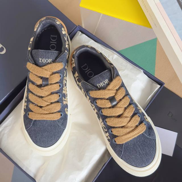 Top version: Couple's version Dior B33 Spin Couple's Denim Casual Sneakers Thic