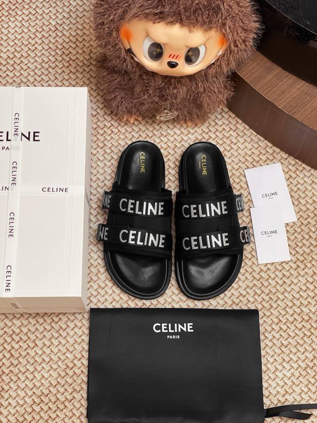 Celine letter webbing slippers. The whole pair of shoes is purchased from Zp, de