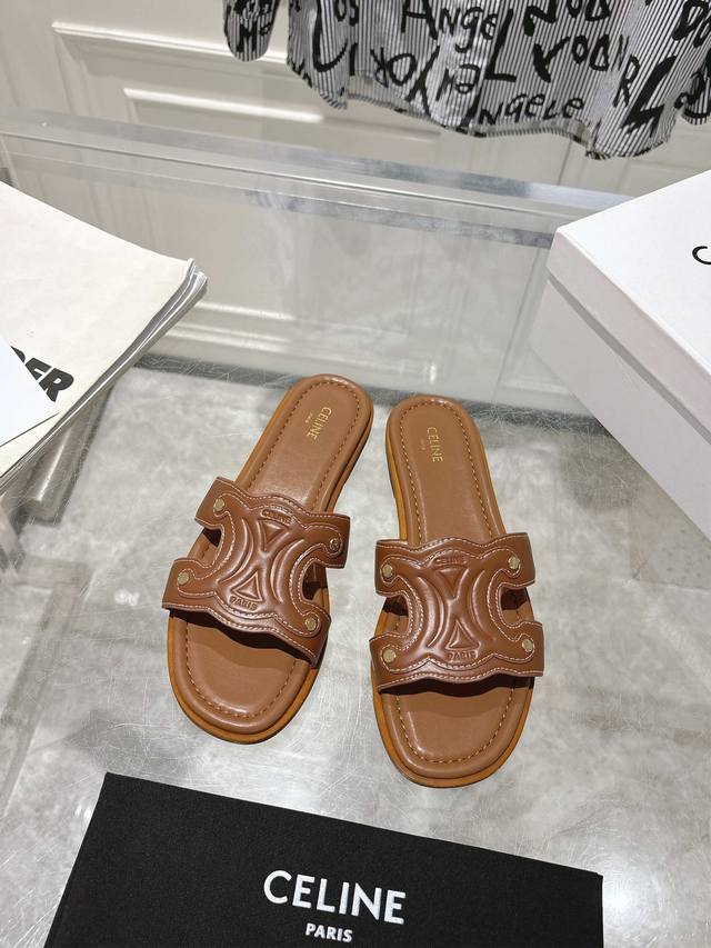 Celine 25Ss summer new product Arc de Triomphe spring latest hot-selling slippe
