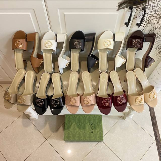 Factory price Pp rubber sole, leather outsole, Gucci new slippers, cowhide pate