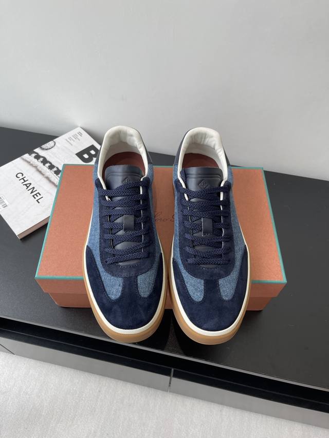 Men's Loro Piana training shoes casual sneakers This new suede tennis shoe feat