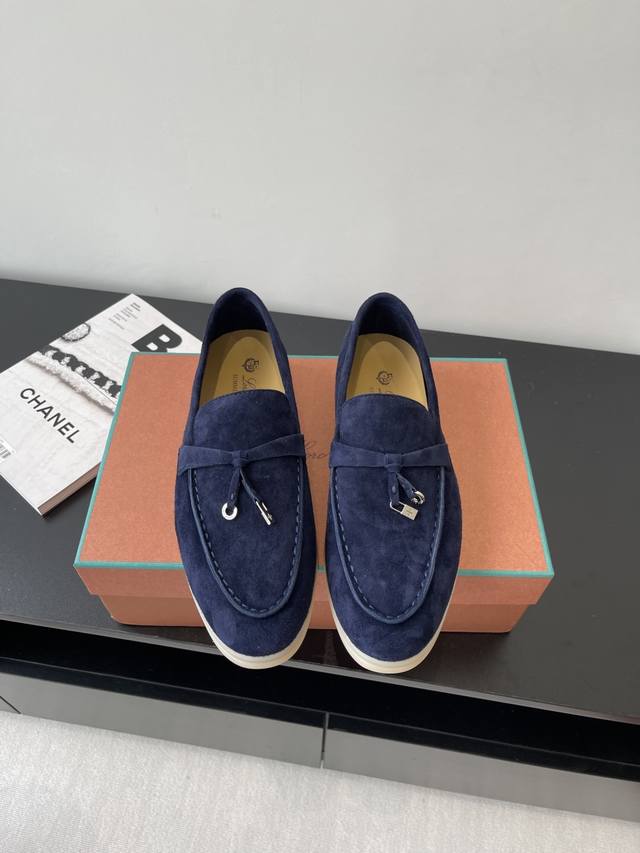 Men's Loro Piana slip-on loafers Original wide sole Imported water-dyed sheepsk