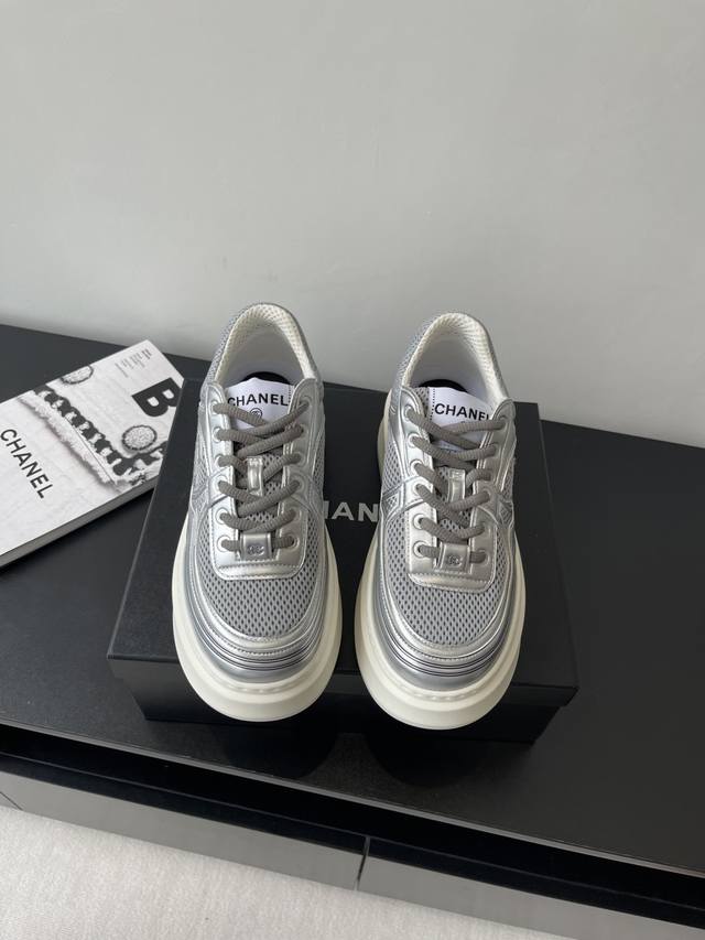 Chanel Chanel new thick-soled silver horn king sneakers 2025 spring vacation sne