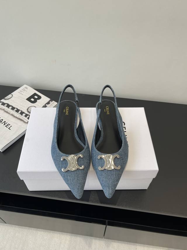 Celine Celine 25Ss new Arc de Triomphe pointed flat stiletto sandals sexy temper