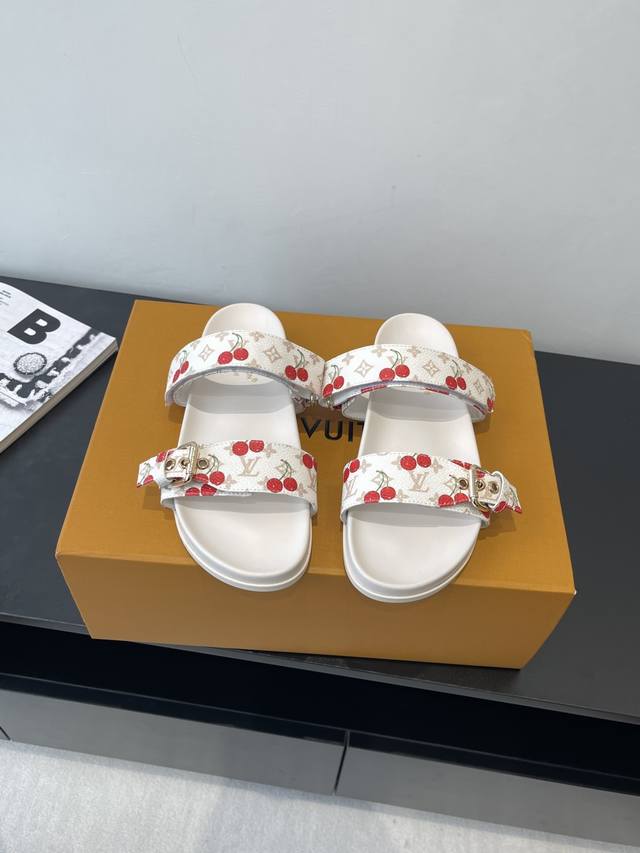 Louis Vuitton 25Ss Cherry series summer new sandals Velcro adjustable elastic de