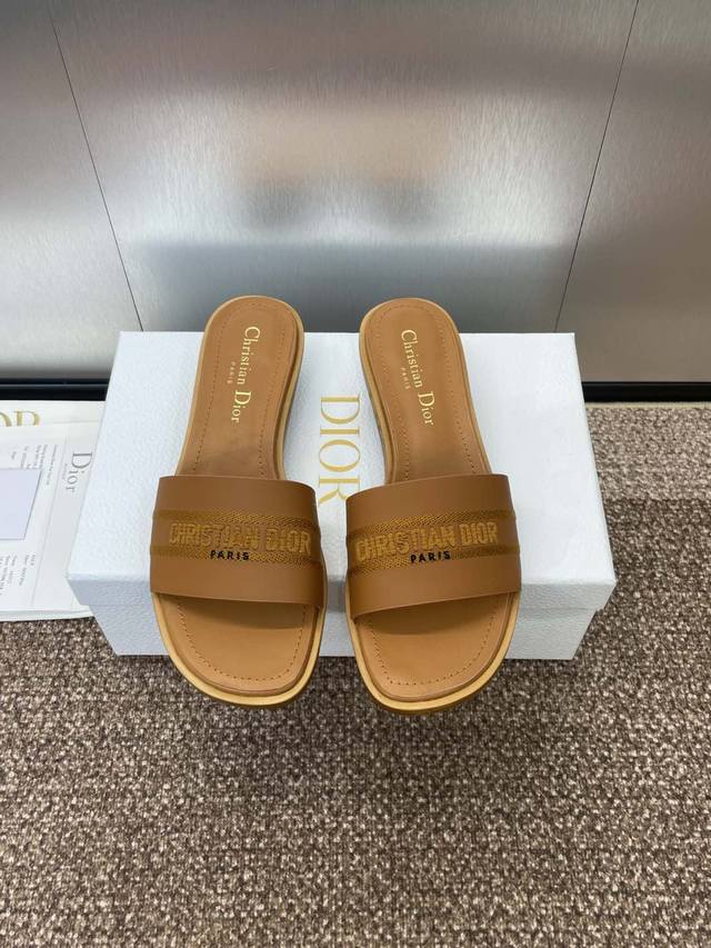 factory P price P Dior 2025 spring and summer new Dway flat flip flops color ma