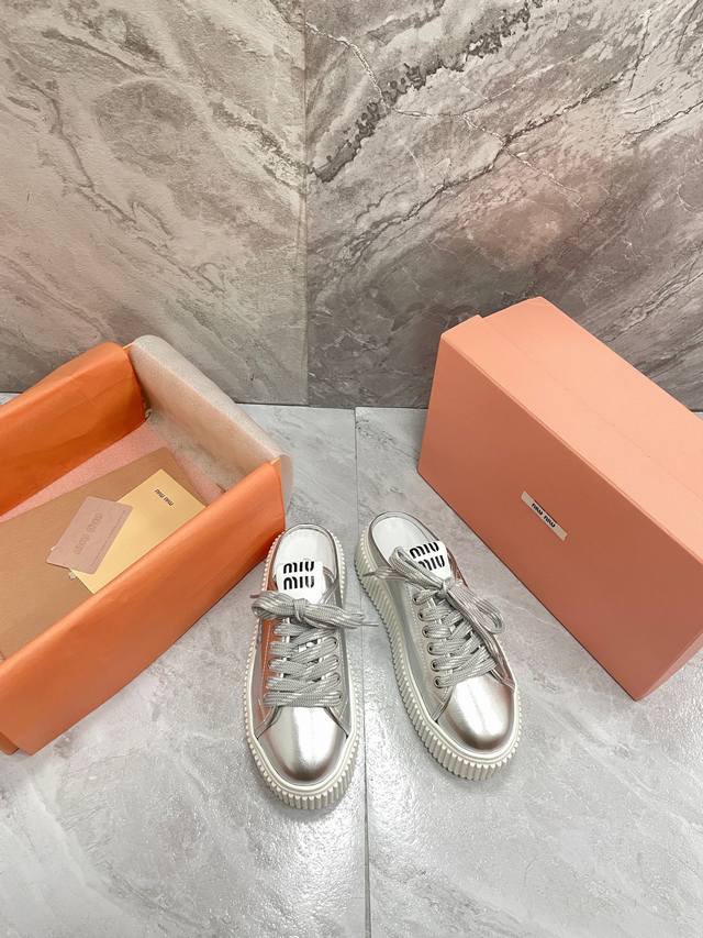 Miumiu25Ss Spring new thick-soled biscuit shoes are the latest catwalk style, cl
