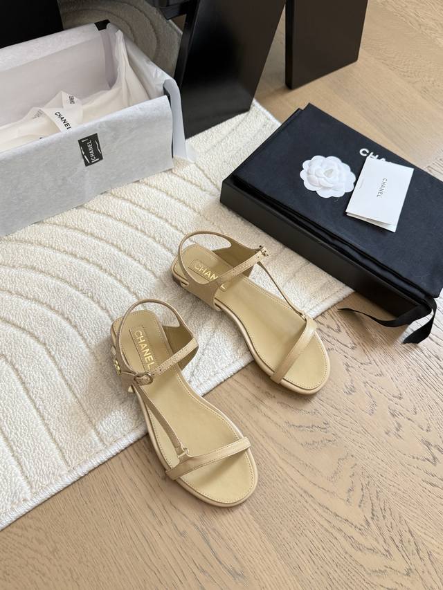 Chanel 25C classic one-strap sandals New woven fabric Woven upper Sheepskin lini