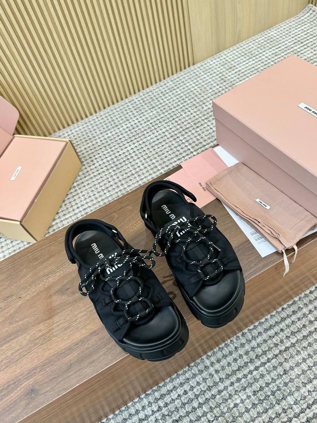 Miu thick-soled sandals factory Fabric: original custom Lycra slightly elastic c