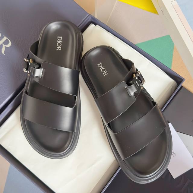 Top version: Men's Dior Aqua series Velcro thick-soled slippers sandals beach sh