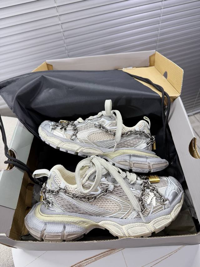 Balenciaga~~3Xl couple retro sneakers 3Xl concentric chain sneakers, metal chain