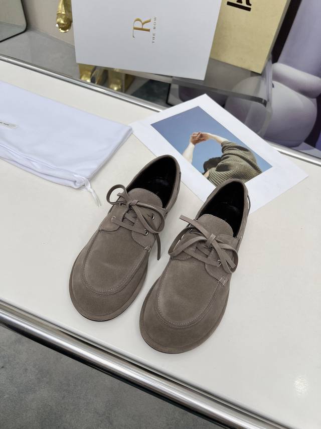 High quality factory The Row new neutral retro simple loafers lace-up shoes! Sq