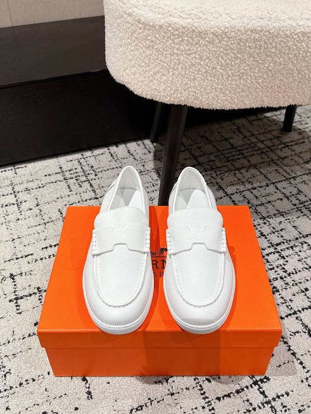 Top version couple's shoes Hermes 25 latest Job series palladium-plated buckle c