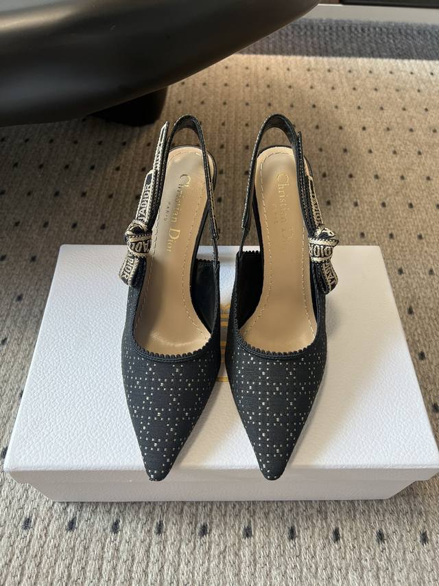 Top version Dior classic black polka dot bow high heels A masterpiece that demon