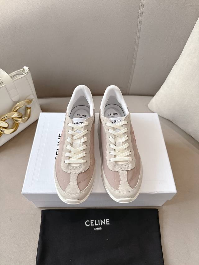 Factory top version Celine*Celine 2025Ss new logo lace-up casual sports shoes, l