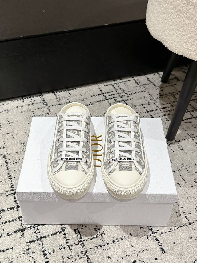Dior 25 Walk'N Series Presbyopia Embroidered Thick-soled Canvas Shoes Casual Hal