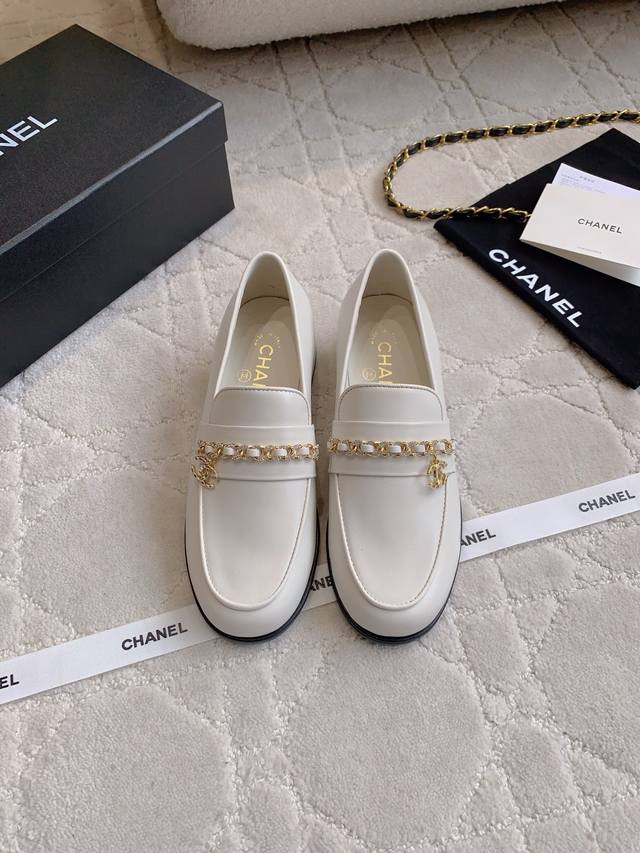 factory price P Chane* new rhinestone chain loafers classic timeless shoe shape