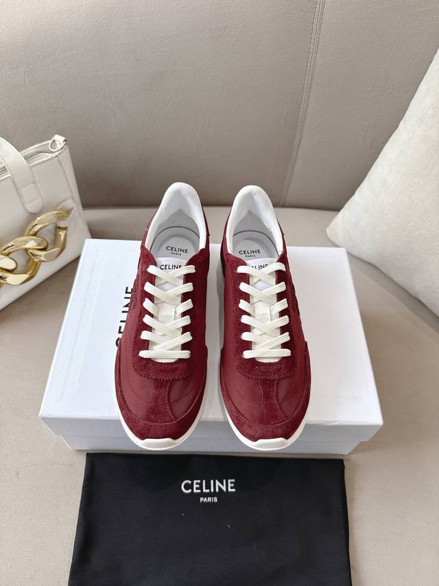 high version factory Celine*Celine 2025Ss new logo lace-up casual sports shoes,