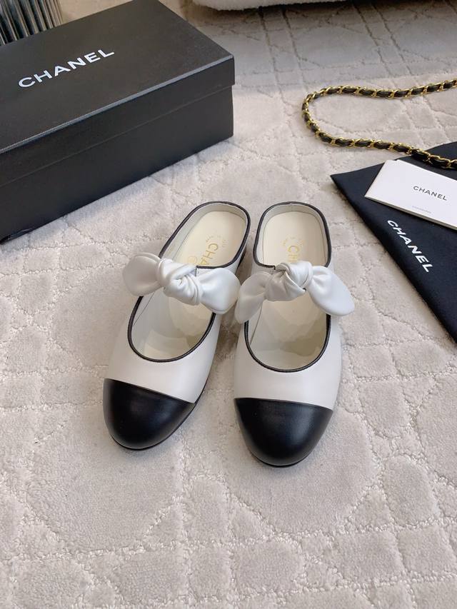 factory price P Chane* new bow flat half slippers Chane high-end feeling This pi