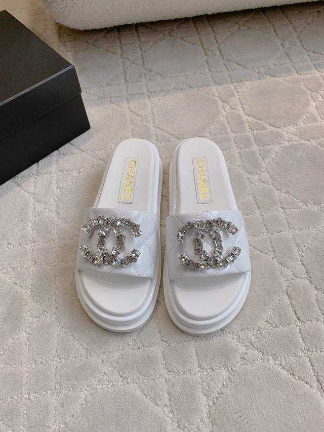 factory price P Chane* new rhinestone thick-soled slippers Bling Bling dazzling