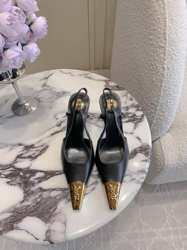 Factory price P Saint Lauren* Ysl Yang Shulin new metal head high heels beautif