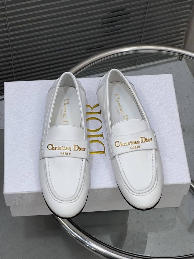 Factory Dior new letter leather shoes loafers single shoes Cowhide sheepskin up