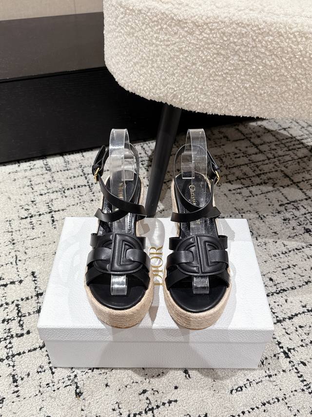 Dior 25 D-Club Straw Open Toe Sandals 1:1 original replica The highest version o