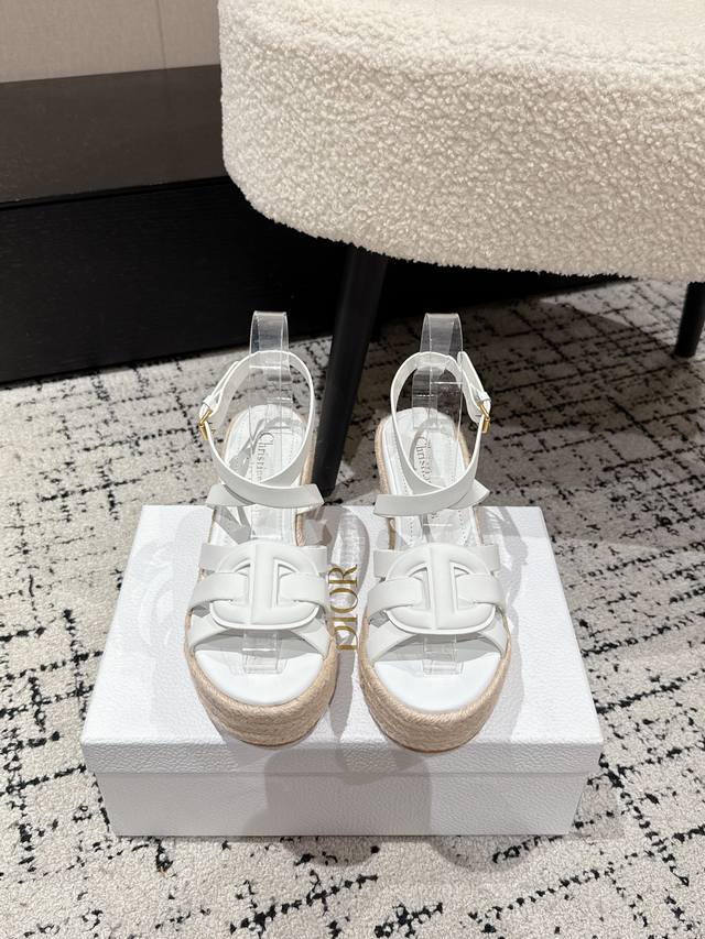 Dior 25 D-Club Straw Open Toe Sandals 1:1 original replica The highest version o