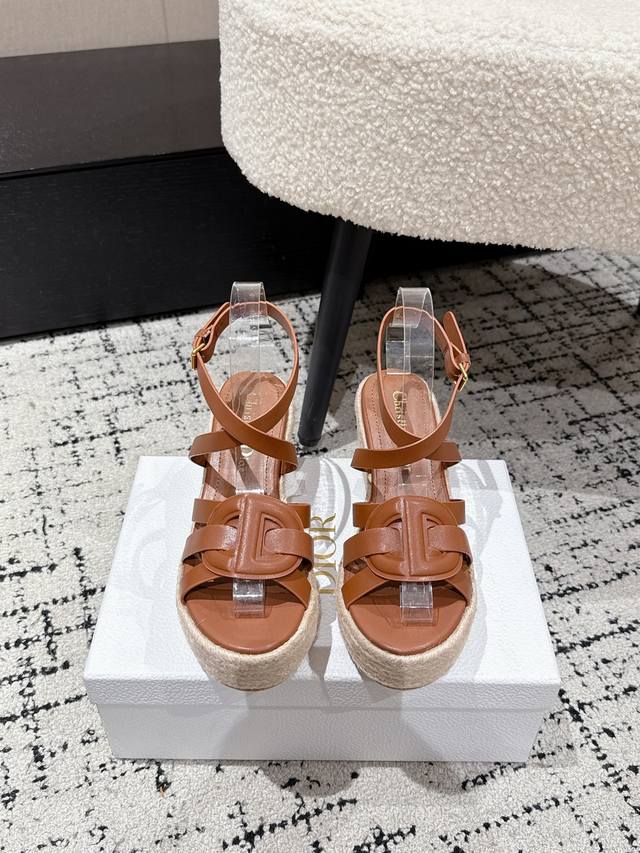 Dior 25 D-Club Straw Open Toe Sandals 1:1 original replica The highest version o
