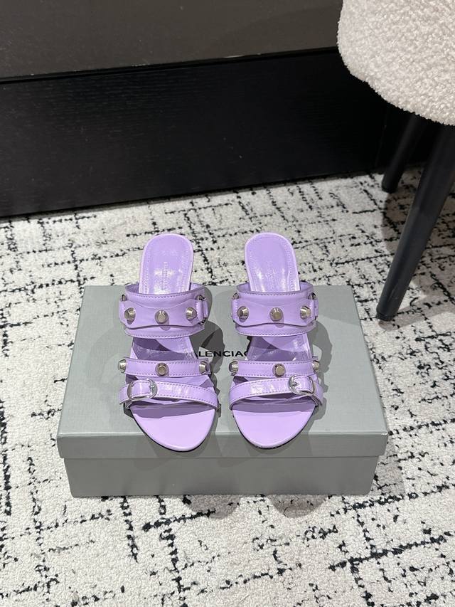 Top version Balenciaga 25 Ss new spring and summer mid-heel slippers Slightly wr