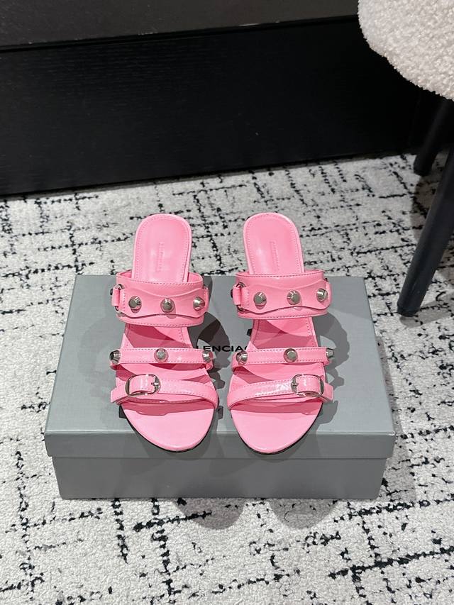 Top version Balenciaga 25 Ss new spring and summer mid-heel slippers Slightly wr