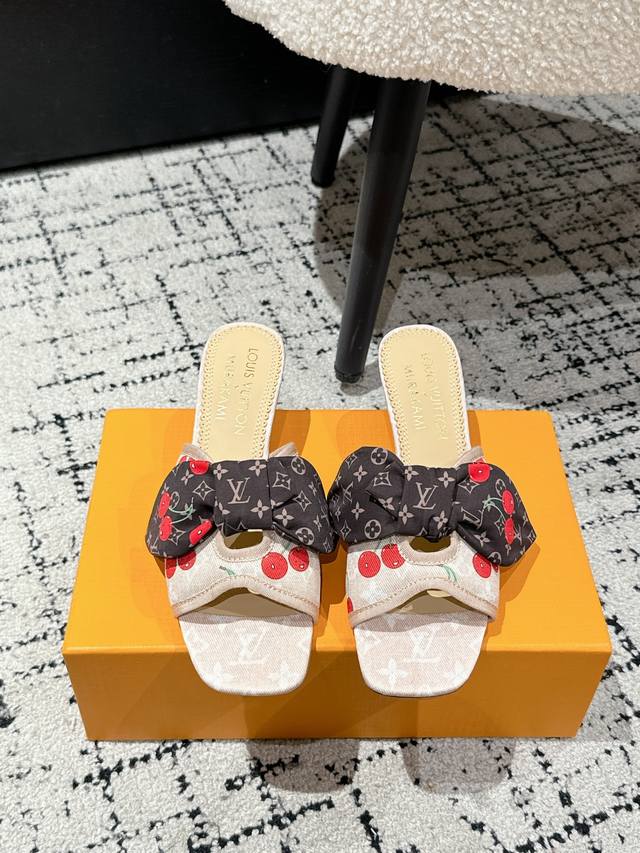 Takashi Murakami X Louis Vuitton Lily Cherry Heel Series Butterfly Ribbon Sandal