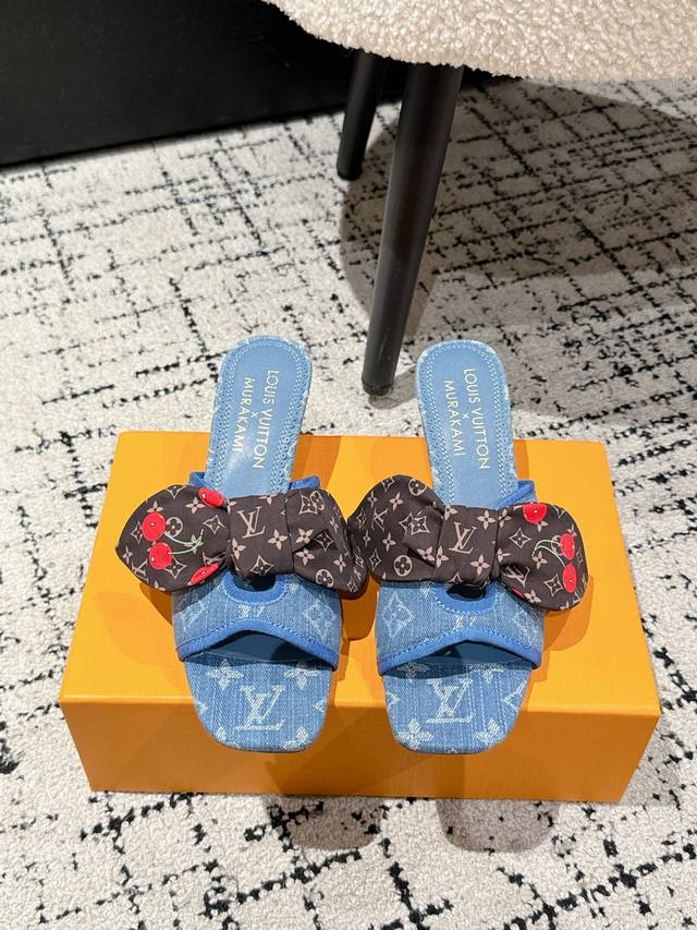 Takashi Murakami X Louis Vuitton Lily Cherry Heel Series Butterfly Ribbon Sandal