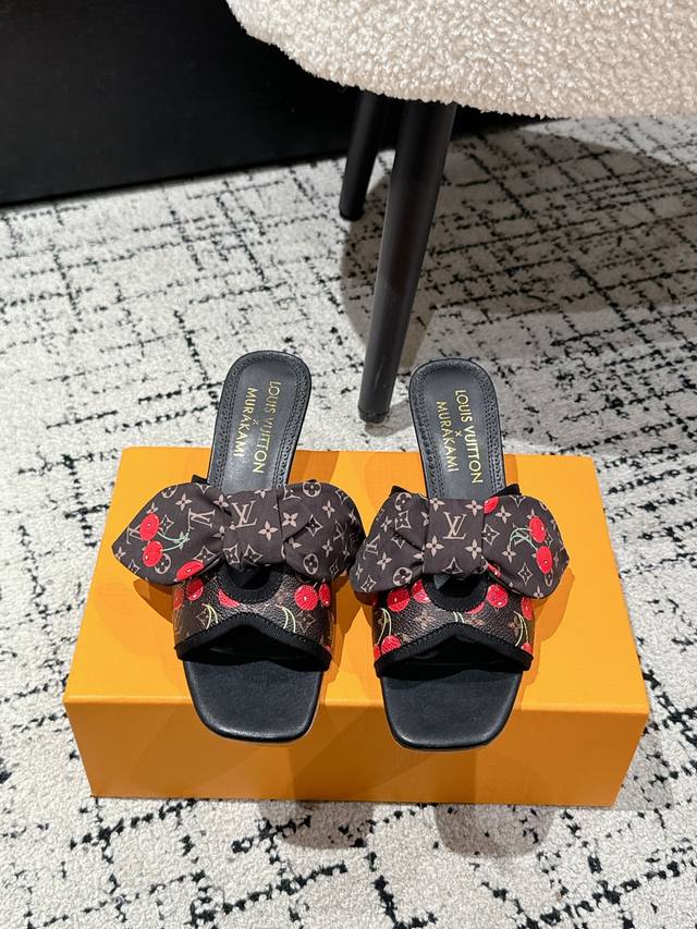 Takashi Murakami X Louis Vuitton Lily Cherry Heel Series Butterfly Ribbon Sandal