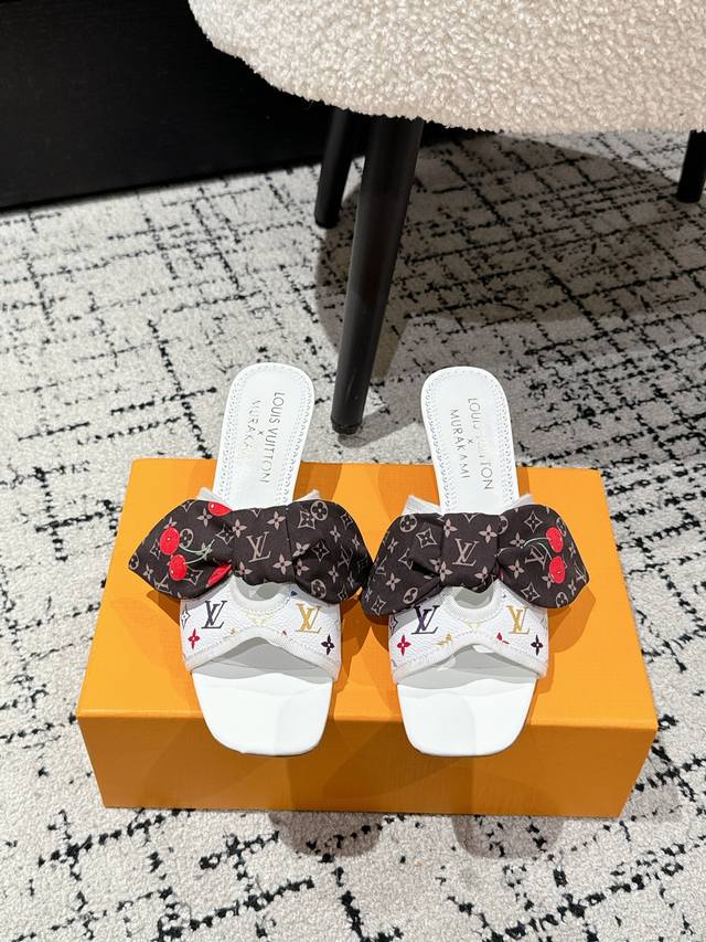 Takashi Murakami X Louis Vuitton Lily Cherry Heel Series Butterfly Ribbon Sandal