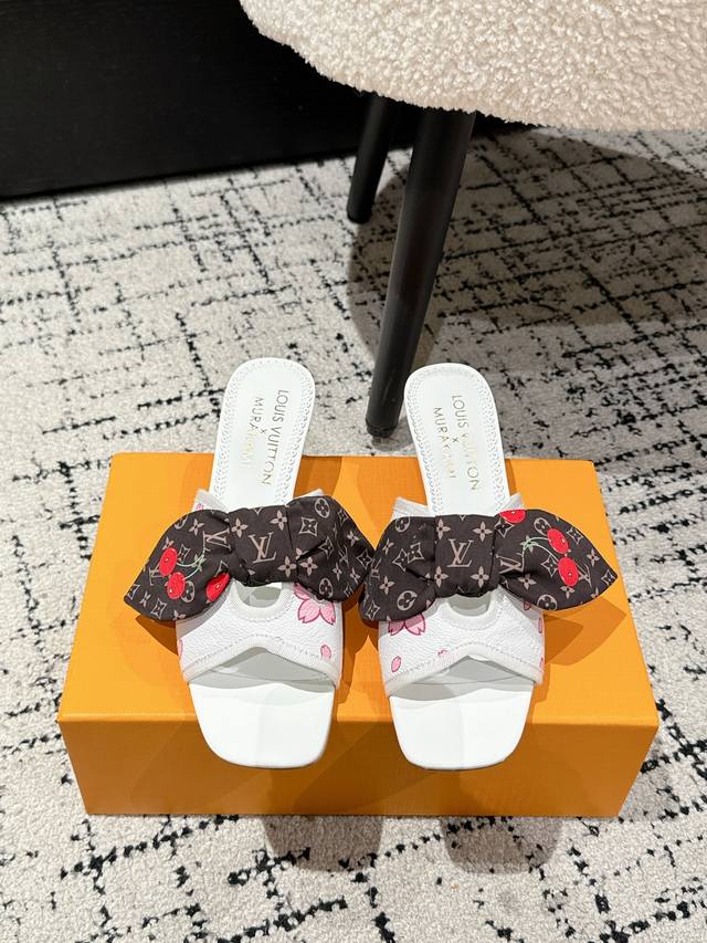 Takashi Murakami X Louis Vuitton Lily Cherry Heel Series Butterfly Ribbon Sandal