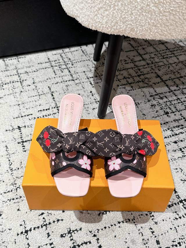 Takashi Murakami X Louis Vuitton Lily Cherry Heel Series Butterfly Ribbon Sandal