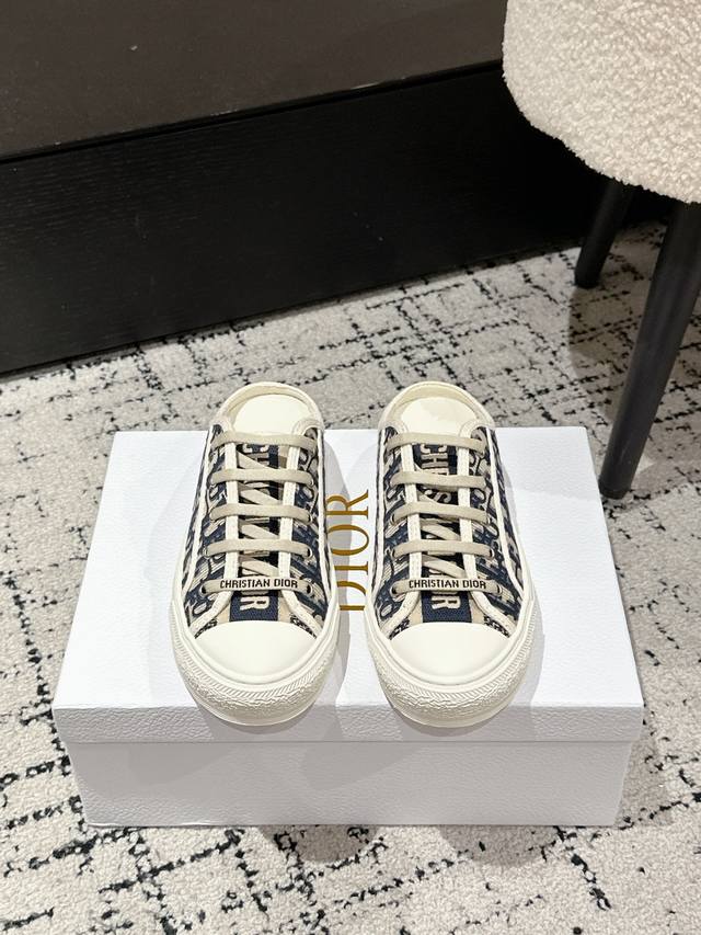 Top version Dior 25 Walk'N series old flower embroidered thick-soled canvas shoe