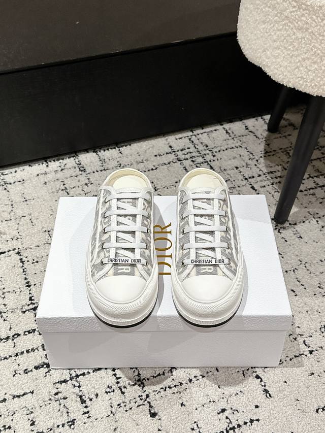 Top version Dior 25 Walk'N series old flower embroidered thick-soled canvas sho