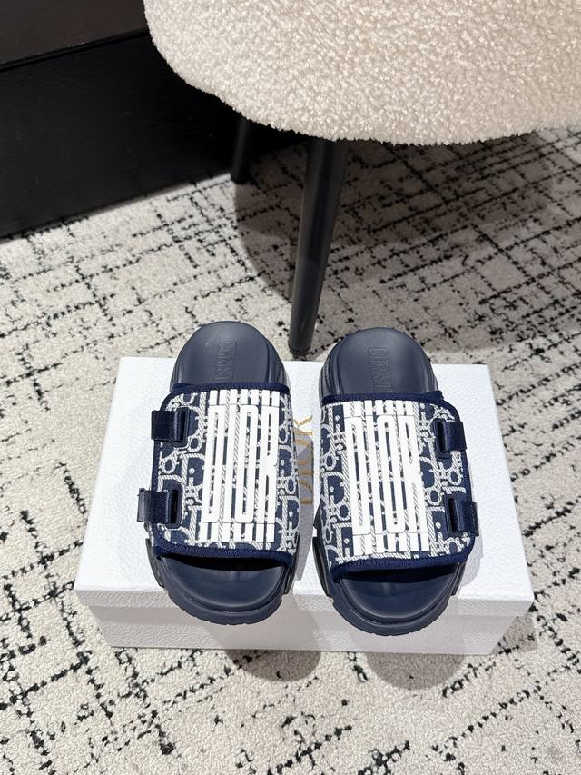 Dior 25 latest D-Wander adjustable Velcro round toe thick bottom non-slip flip f