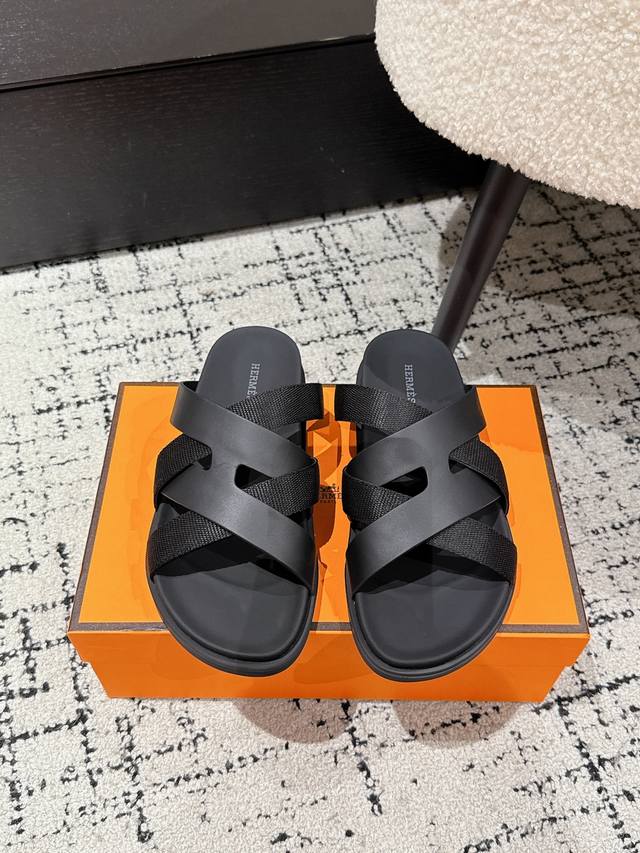 1926494FFF # Men's Hermes 25 Kazimir series cross strap sandals retro slippers O