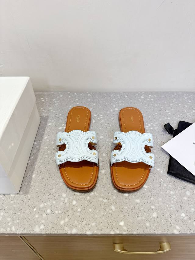 Celine Celine 25Ss spring and summer new retro flat slippers Arc de Triomphe Bri