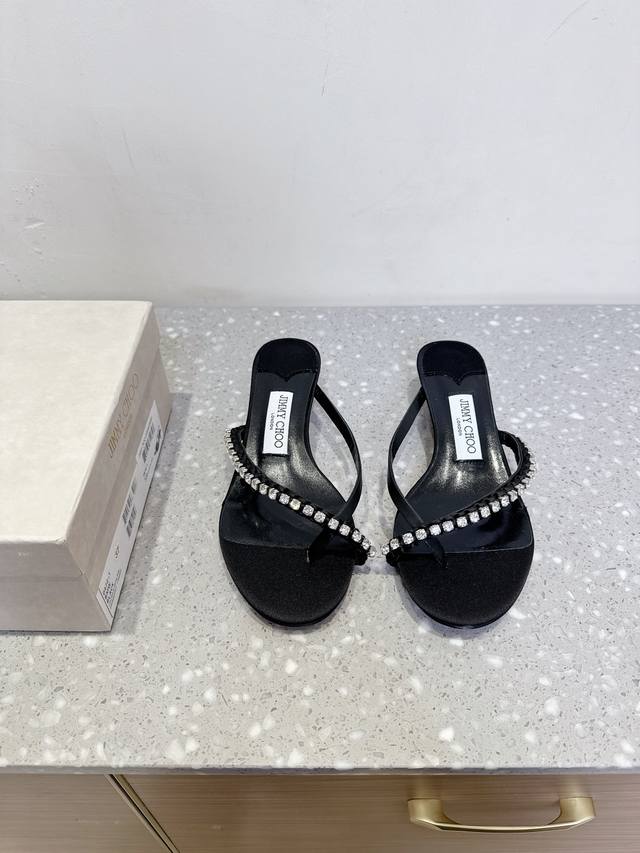 Jimmy Choo Jimmy Choo 25Ss spring and summer new diamond chain thong kitten heel