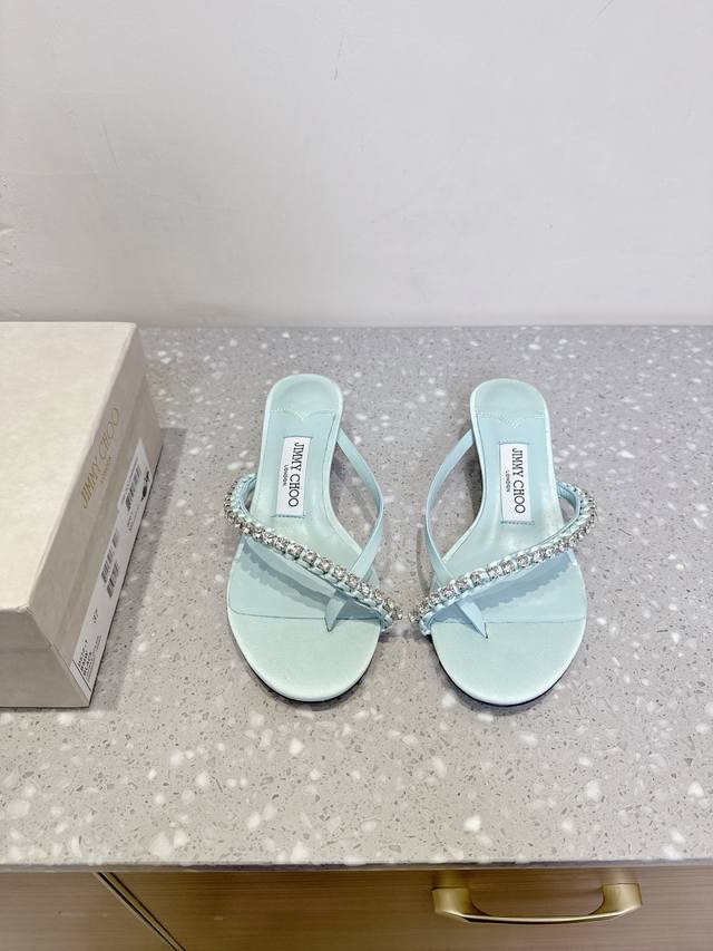 Jimmy Choo Jimmy Choo 25Ss spring and summer new diamond chain thong kitten heel