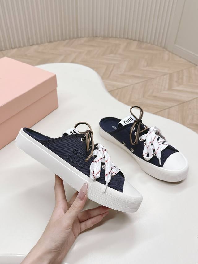 High-top, low-top, half-drag, cloth surface Miumiu Miu Miu 25 spring and summer