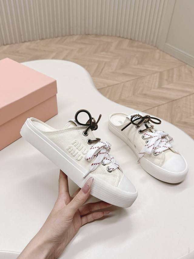 High-top, low-top, half-slip, cloth surface Miumiu Miu Miu 25 spring and summer