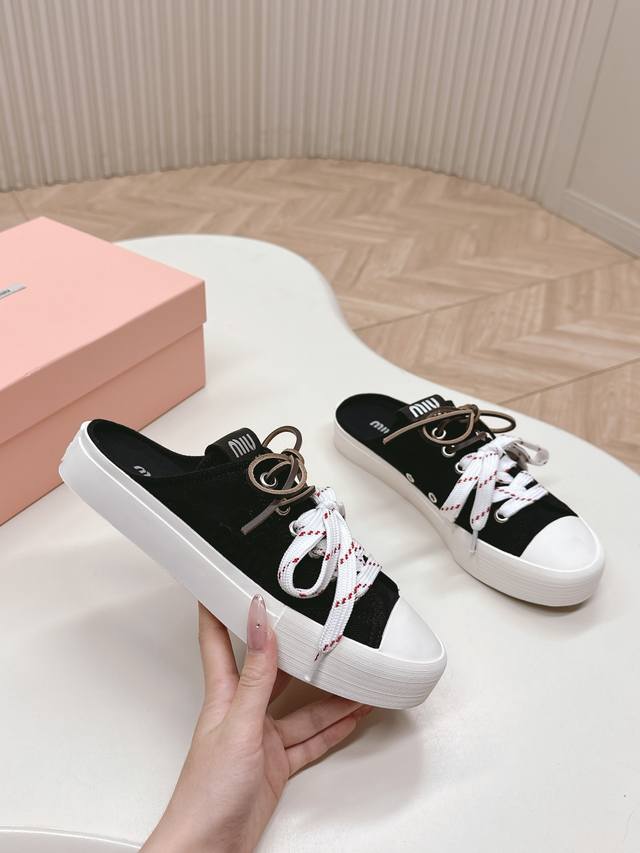 High-top, low-top, half-slip, cloth surface Miumiu Miu Miu 25 spring and summer
